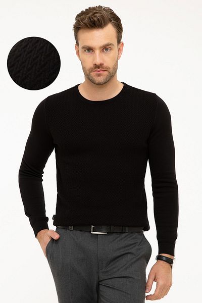 Pierre Cardin Мъжки черен тесен пуловер G021GL0TK.000867207