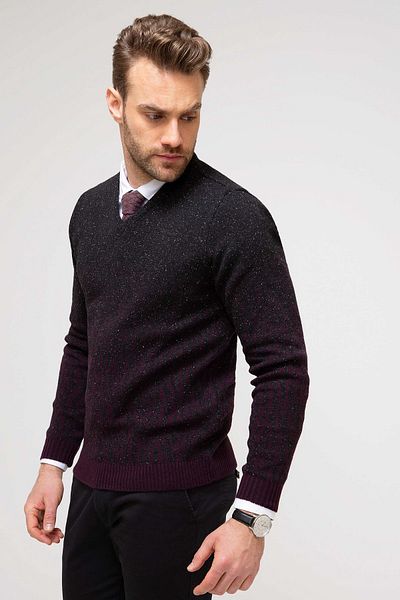 Pierre Cardin Men's Claret Red Slim Fit Knitwear Sweater G021SZ0TK.000661157