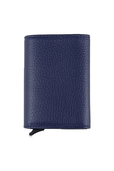 Garbalia Genuine Leather Navy Blue Men's Mechanical Wallet 2066111005010