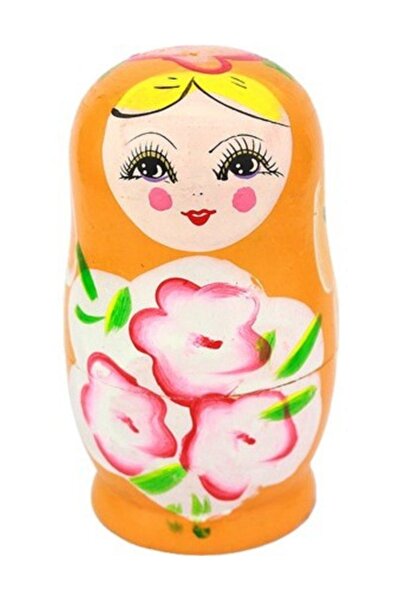 Temizhome Matruşka Ahşap Bebek 5'li Turuncu