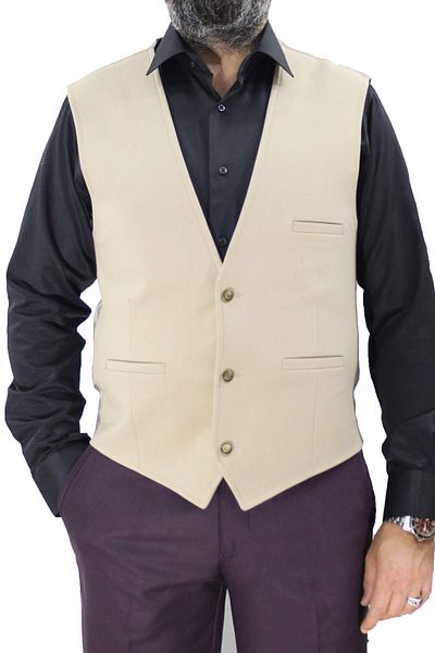 MENTOR REGALO Γιλέκο V-Neck Slim Fit Sports Model Beige 50239