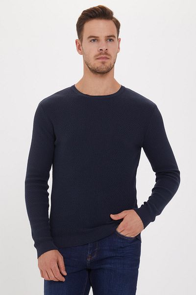 Lee Cooper Men's Fergie O Neck Sweater Navy Blue 201 LCM241078