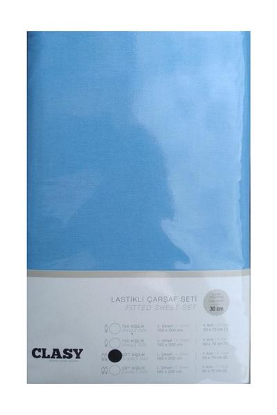 Clasy Double Elastic Sheet Set V16 Blue