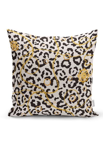 Realhomes Zebra Patterned Gold Detailed Modern Pillow Cushion Cover