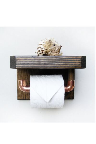 WOODENSA Ahşap Rustic Tuvalet Kağıtlığı Wc Wdn022