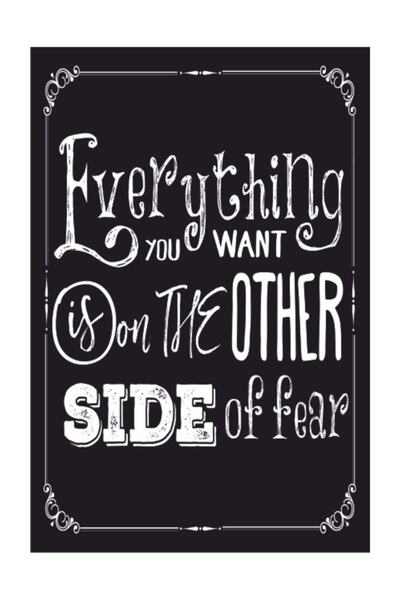 Everything You Want on the Other Side of Fear Retro Vintage Wooden Poster