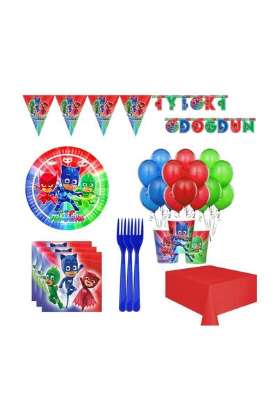 Parti dolabı Pija Maskeliler, Pija Masks 24 Kişilik Lüks Doğum Günü Parti Seti