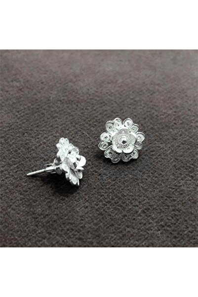 Midyat Nurtaş Gümüş Kadın Yonca Çiçek Model Elişçiliği Telkari Gümüş Küpe MNG201013572