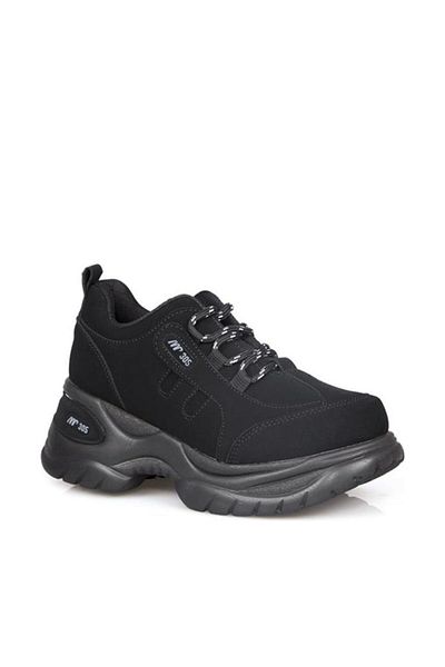 M.P. 212-305 Black Nubuck Women's Wedge Heel Sneakers