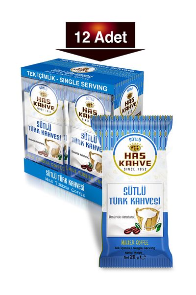 Has Kahve Has Single Drink Turkish Coffee with Milk 12 Pack 20 Gr