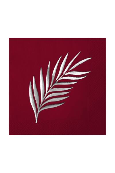 Story مناديل ورقية منقوشة بأوراق استوائية مصنوعة من رقائق الفضة مقاس 33 × 33 ...