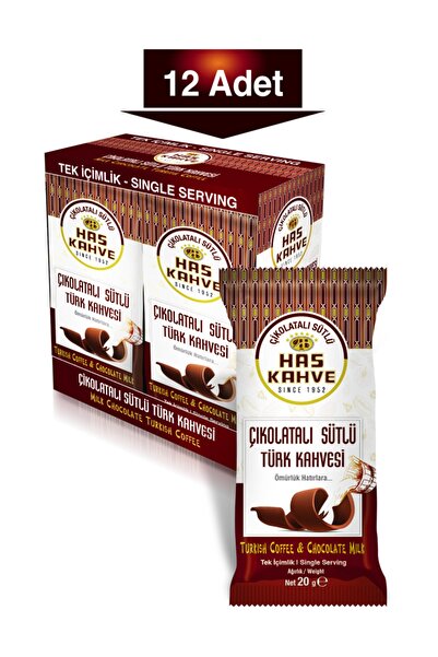 Has Kahve Has Tek Içimlik Çikolatalı Sütlü Türk Kahvesi 12'li Paket 20 gr