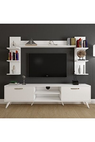 Rani Mobilya A9 Duvar Rafli Kitaplikli Tv Unitesi Duvara Monte Dolapli Modern Ayakli Tv Sehpasi Beyaz M23 Fiyati Yorumlari Trendyol