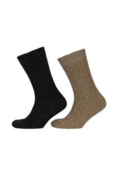 Go With GoWith 2'li Alpaka Yünlü Kışlık Kalın Yıkamalı Doğal Termal Bot Çorabı 3094