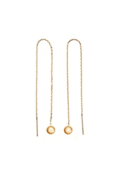 Altın Sepeti Altın Zincirli Top Küpe