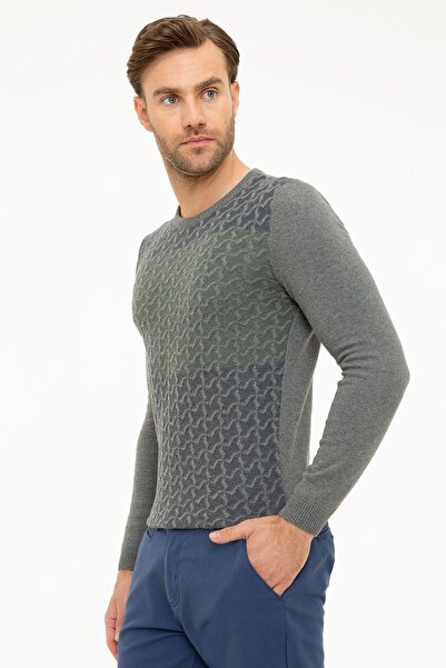 Pierre Cardin Чоловічий сірий меланжевий светр-пуловер тонкої посадки G021GL0TK000867335