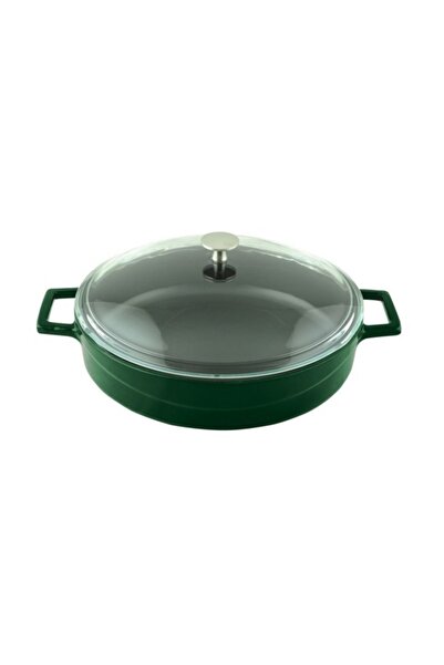 Lava Döküm  Çok Amaçlı Yayvan Tencere Çap(ø) 24 cm - Glaze Yeşil