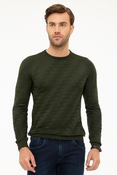 Pierre Cardin Men's Dark Green Slim Fit Crew Neck Sweater G021GL0TK.000867143