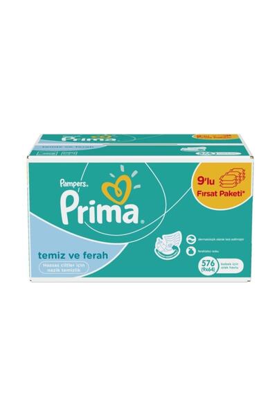 Prima Islak Havlu - Mendil Temiz Ve Ferah 9'lu P.576 Yap.