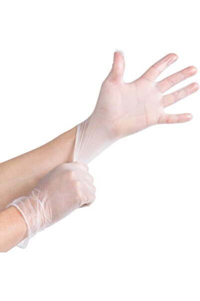 rose maryam Beyaz Vinil Eldiven Pudrasız Medium M Beden 100'lü.
