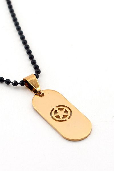 Solfera Men's Army Star Army Military Star Yellow Steel Necklace K975