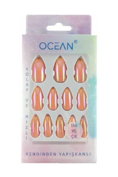 Ocean Tak Ve Çık Takma Tırnak [parlak Satin Koyu Krem]