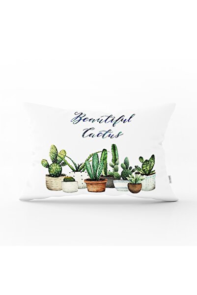 Realhomes Față de pernă dreptunghiulară digitală cu imprimeu cactus frumos - ...