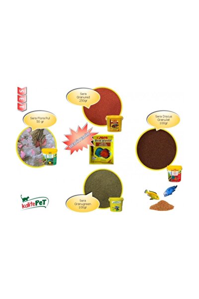 SERA 4 Çeşit Ciklet Balık Yemi Seti 500gr + Hediye