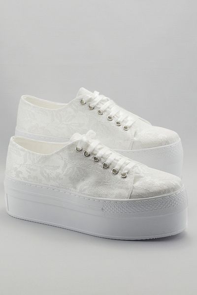 Çnr&Dvs White Women's Wedge Heeled Shoes CNR1501White Çınar