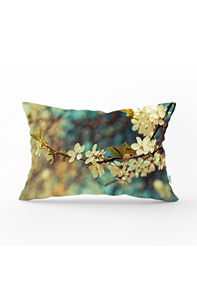 Realhomes Bahar Çiçeği Özel Tasarımlı Dekoratif Dikdörtgen Yastık Kılıfı - 45...