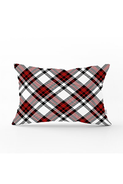 Realhomes Red Black Cross Plaid Pattern Decorative Rectangular Pillow Throw P...
