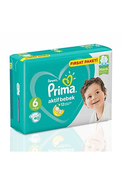 Prima Bebek Bezi Aktif Bebek Fırsat Paketi 6 Beden Ekstra Large 40 Adet