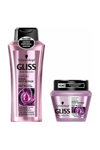 Gliss Serum Deep Repair Shampoo and Mask - 360 ml + 300 ml