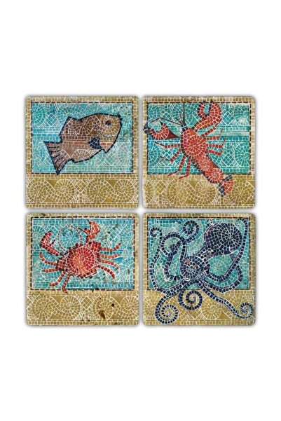 Oscar Stone Decor Oscar Stone Doğaltaş Bardak Altlığı- 4 Lü Set(10 Cmx10 Cm)