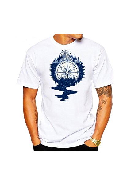 SCUBAPROMO تي شيرت أبيض للرجال اتجاهني