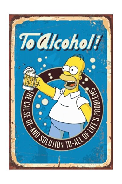 Hayat Poster The Simpsons Bira Retro Vintage Ahşap Poster