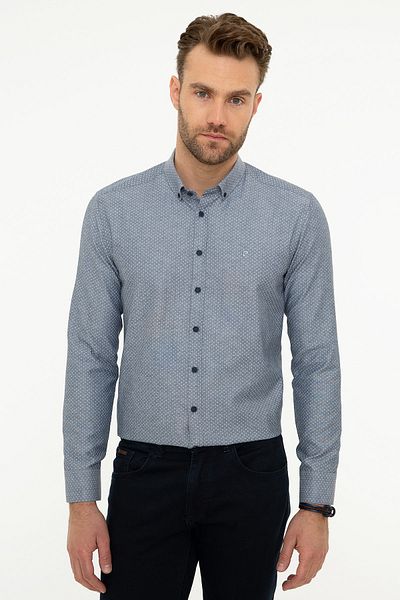 Pierre Cardin Μπλε Navy Slim Fit πουκάμισο