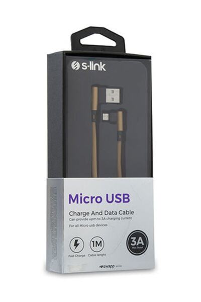 S-LINK Sw-c755 1m 3a Type-c Kılıflı Metal -l- Altın Data + Sarj Kablosu
