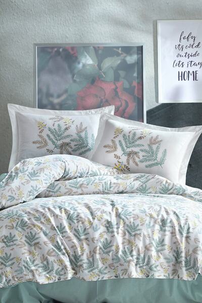 Marie Claire Tek Kişilik Nevresım Takımı Bergen 100% Pamuk Yesıl