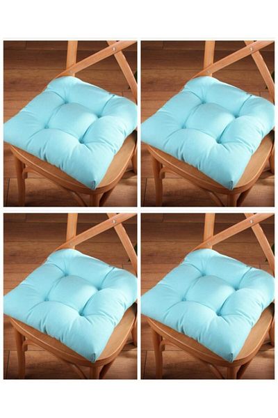 ALTINPAMUK Gold Turquoise Pofidik Chair - Special Stitched Laces, 40X40Cm Cushion