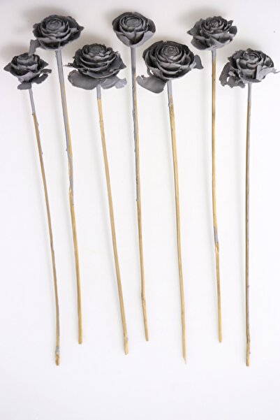 Yapay Çiçek Deposu Trandafir de cedru 7 bucăți 45 cm gri fum