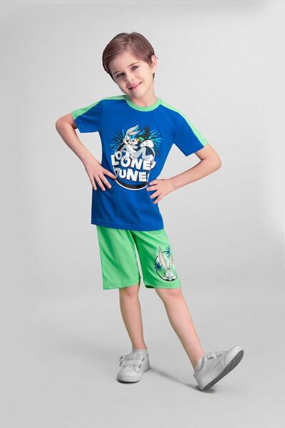 Looney Tunes Lola & Bugs Bunny Lisanslı Saks Mavi Erkek Çocuk Bermuda Takım