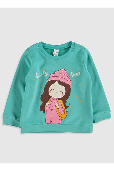 LC Waikiki Baby Girl Aquagreen Film Sweatshirt