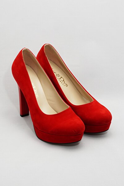 Çnr&Dvs Kırmızı Kadın Klasik Topuklu Ayakkabı CNR2001Kırmızı Süet