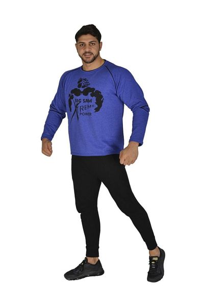 Big Sam Blue Cotton Winter Sweatshirt Big Sam 4672