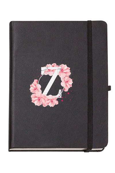 mooodcase Pink Flower Patterned Thermo Leather Notebook with Letter Z