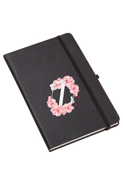 mooodcase Pink Flower Patterned Thermo Leather Notebook with Letter Z