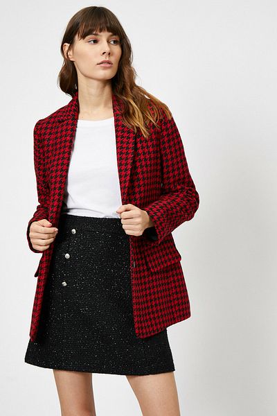 Koton Women's Red Patterned Jacket 0KAK52246UW