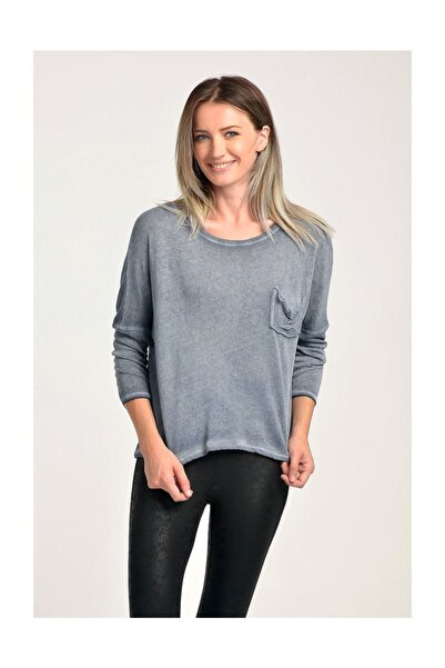 Cotton Candy Özel Sökük Cep, Sim Dikiş Uzun Kol T-shirt