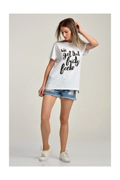 Cotton Candy Tricou cu mânecă scurtă, imprimat Frıday Feelın